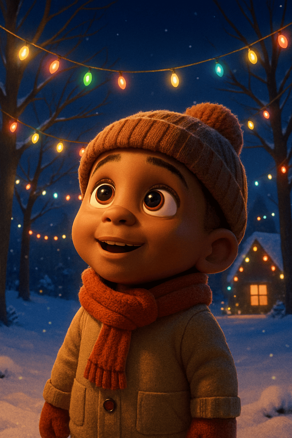 Julbelysning i mörka nätter